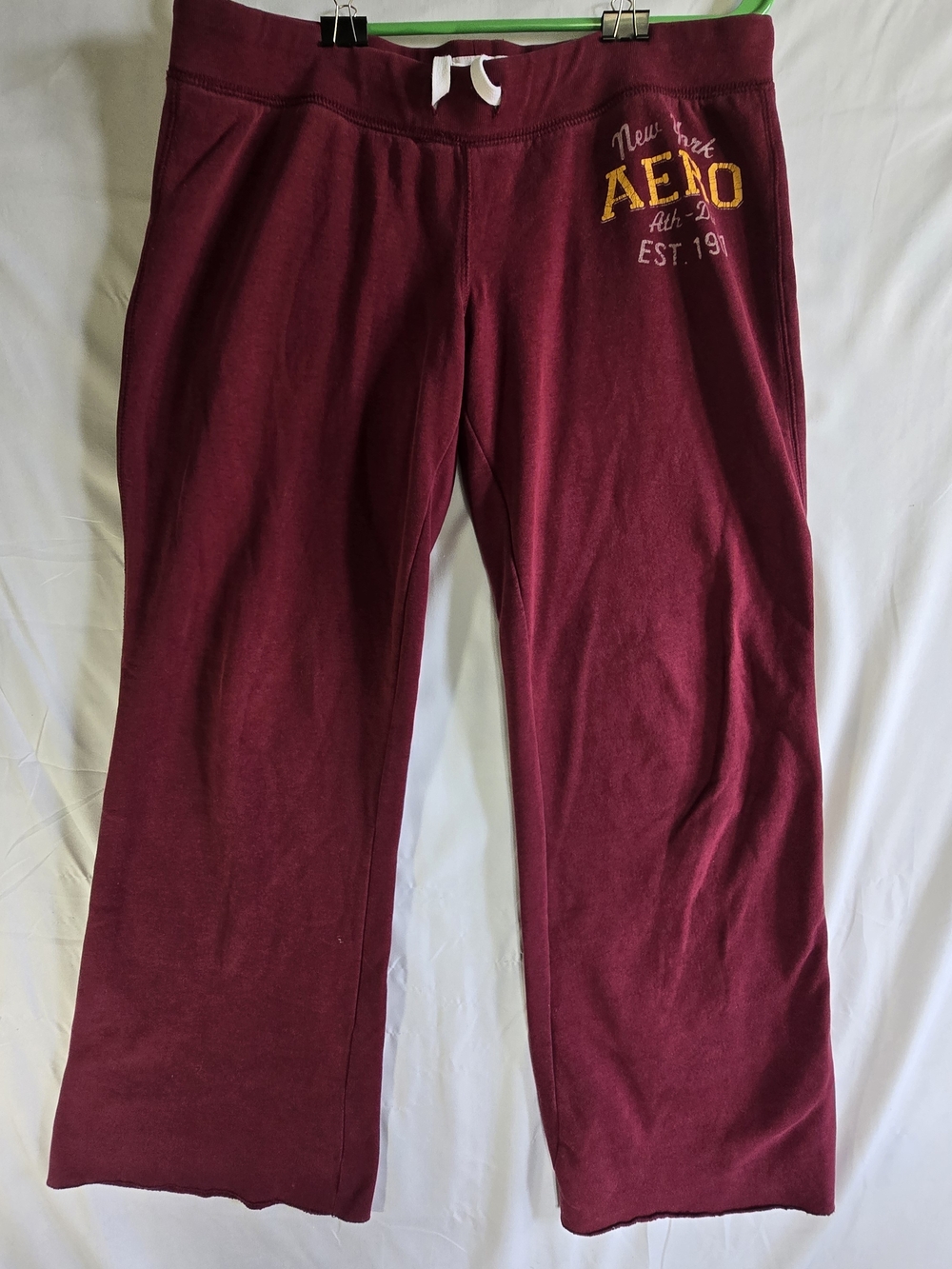 Aeropostale Burgundy Track Pants with Yellow Logo